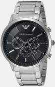 Emporio Armani AR2460 Men's Black Face Stainless Steel Bracelet Chronograph Watch