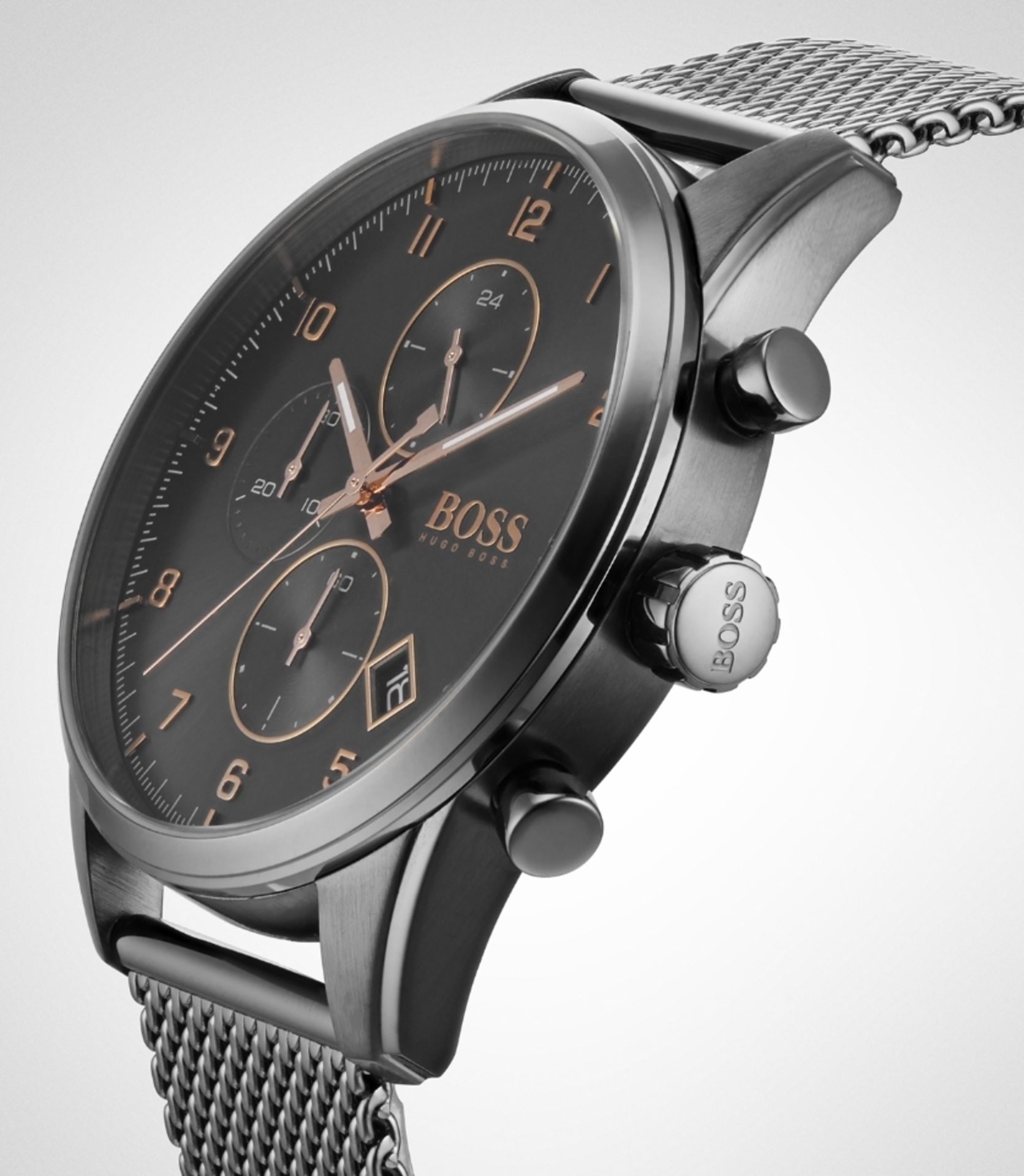 Hugo Boss 1513837 Men's Skymaster Grey Mesh Band Quartz Chronograph Watch - Image 4 of 6