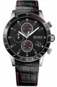 Hugo Boss 1513390 Men's Rafale Black Leather Strap Chronograph Watch