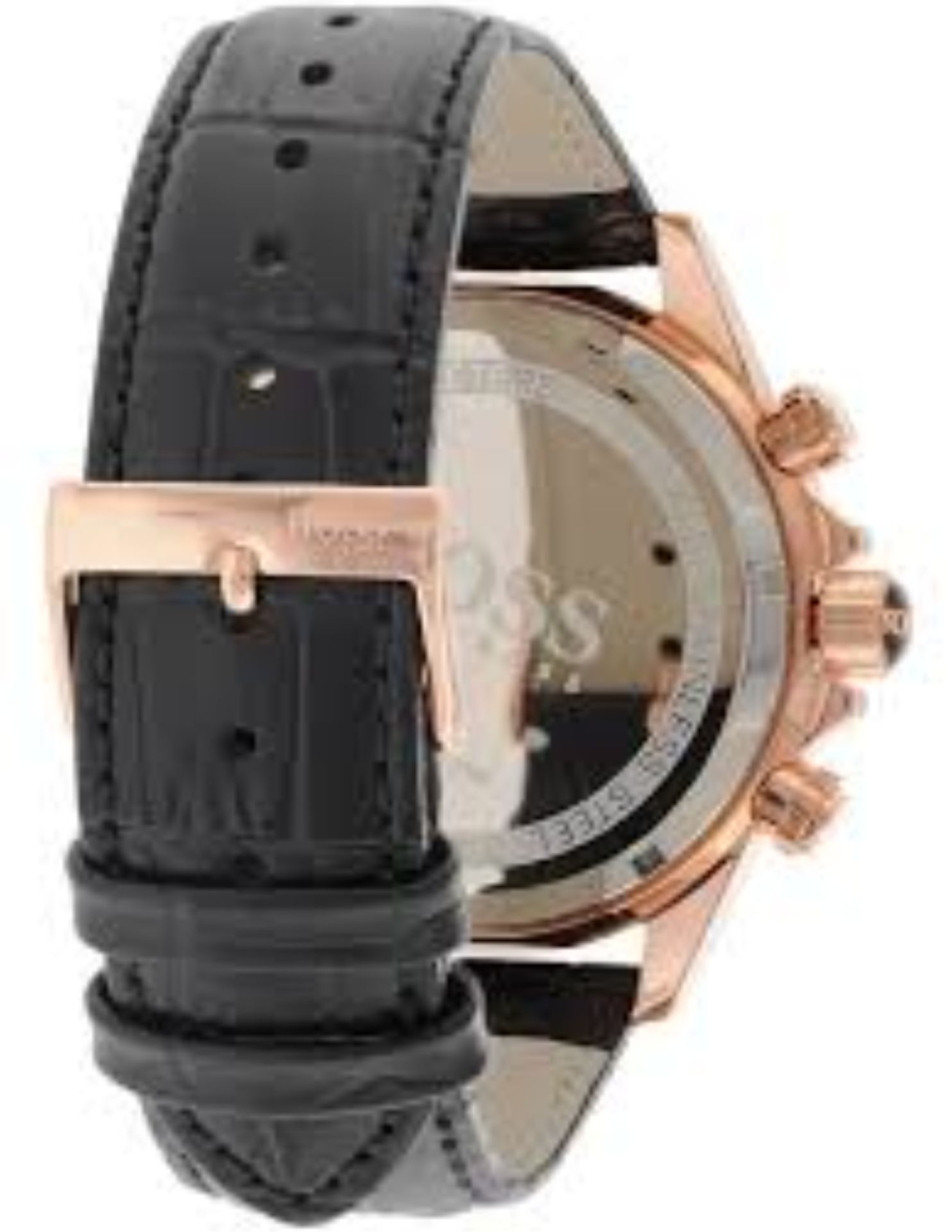 Hugo Boss 1513179 Men's Ikon Rose Gold Bezel Black Leather Strap Chronograph Watch - Image 5 of 5