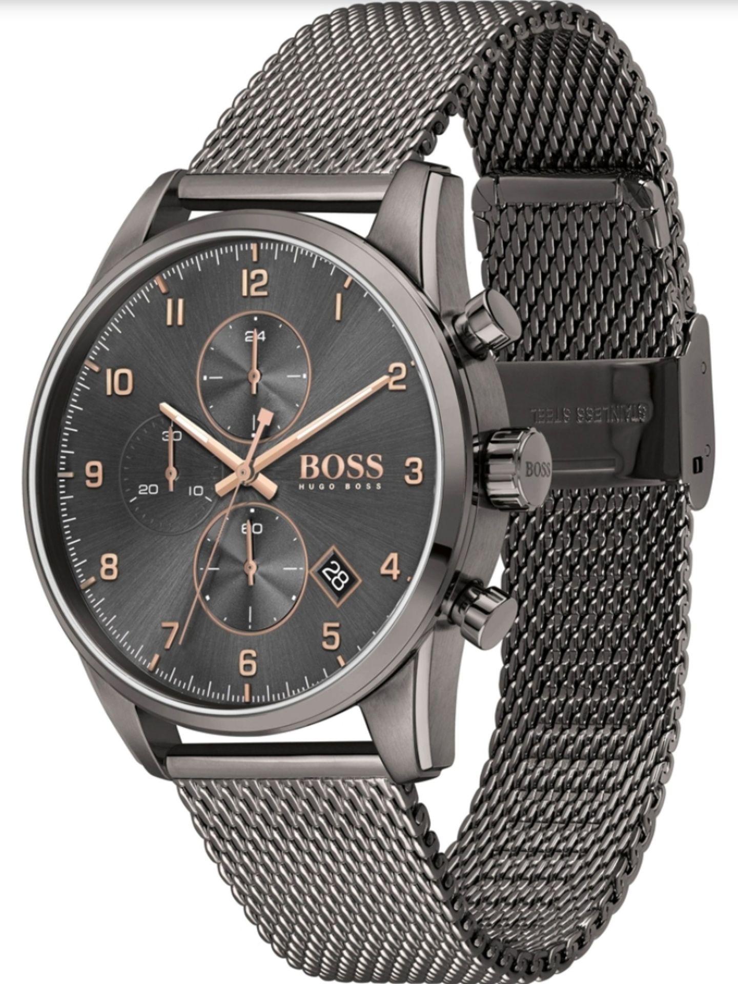 Hugo Boss 1513837 Men's Skymaster Grey Mesh Band Quartz Chronograph Watch - Image 3 of 6