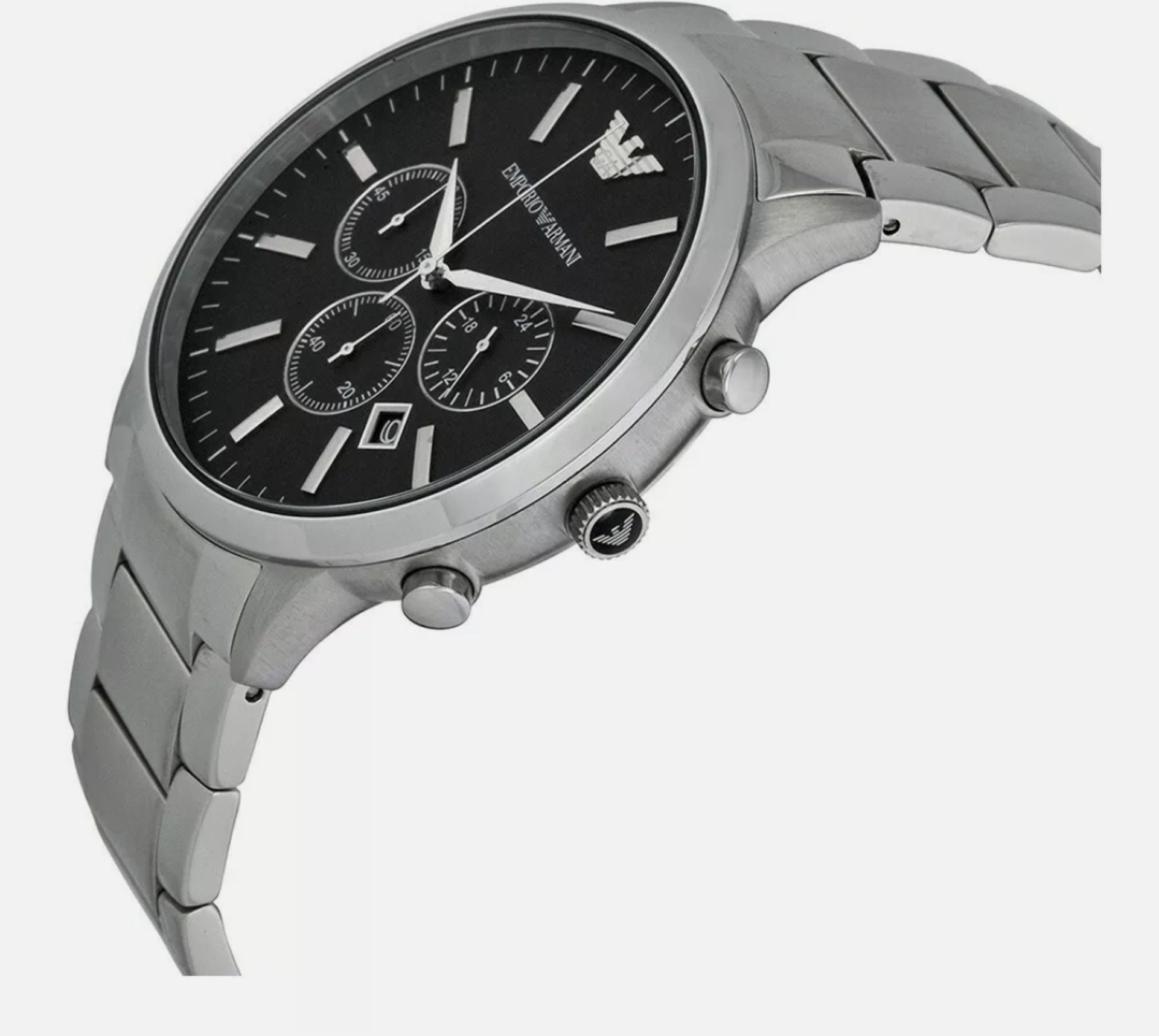 Emporio Armani AR2460 Men's Black Face Stainless Steel Bracelet Chronograph Watch - Image 3 of 8
