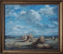 MAX HOFLER (British 1892-1963), Corn Stooks, signed Oil Painting