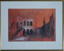 A ARAD, Quiet Time, signed Gouache Painting