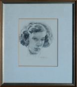 WILLIAM ARMOUR RSA RSW RGI (SCOTTISH 1903-1979), Head of a Girl, signed Charcoal Drawing