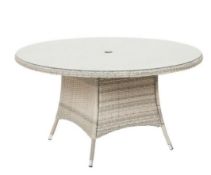 (R8E) 1x Hartington 6 Seater Rattan Table Round With Legs And Side Panels (No Fixings). Toughened