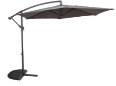 1x 3M Overhanging Parasol Dark Grey RRP £100. Powder Coated Steel And Aluminium Frame And Polyester