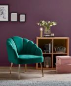 (R7E) 1x Sophia Occasional Chair Teal RRP £99. Velvet Upholstery. Tapered Metal Legs With Gold Ch