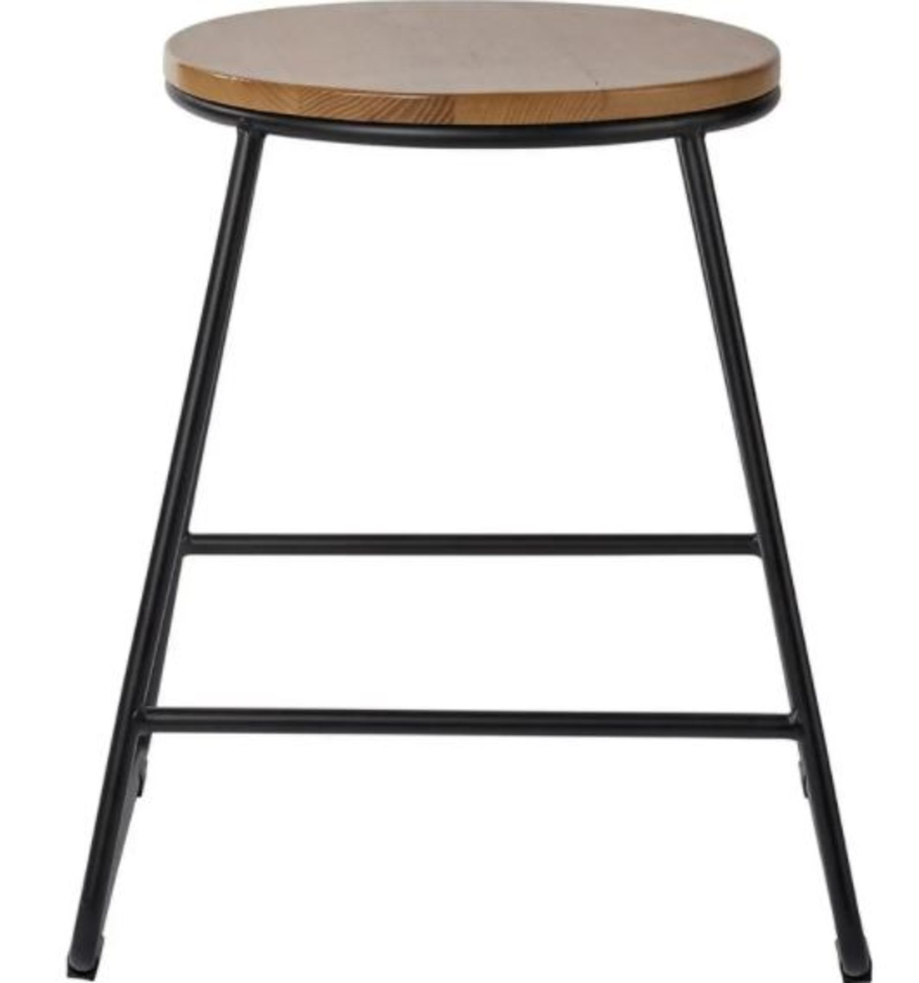 (R5H) 6x Large Stool Black. Solid Ash With Powder Coated Metal Frame. (H70x W42x D42cm). Seat Diam