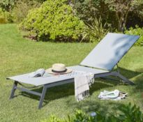 (R7F) 1x Sun Lounger With Wheels RRP £100. Powder Coated Steel Frame. (H34x W195x D63cm)