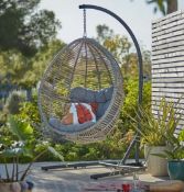 (R7N) 1x Florence Hanging Chair RRP £280. With 1x Cushion. (Unit Appears Complete, See Photos F