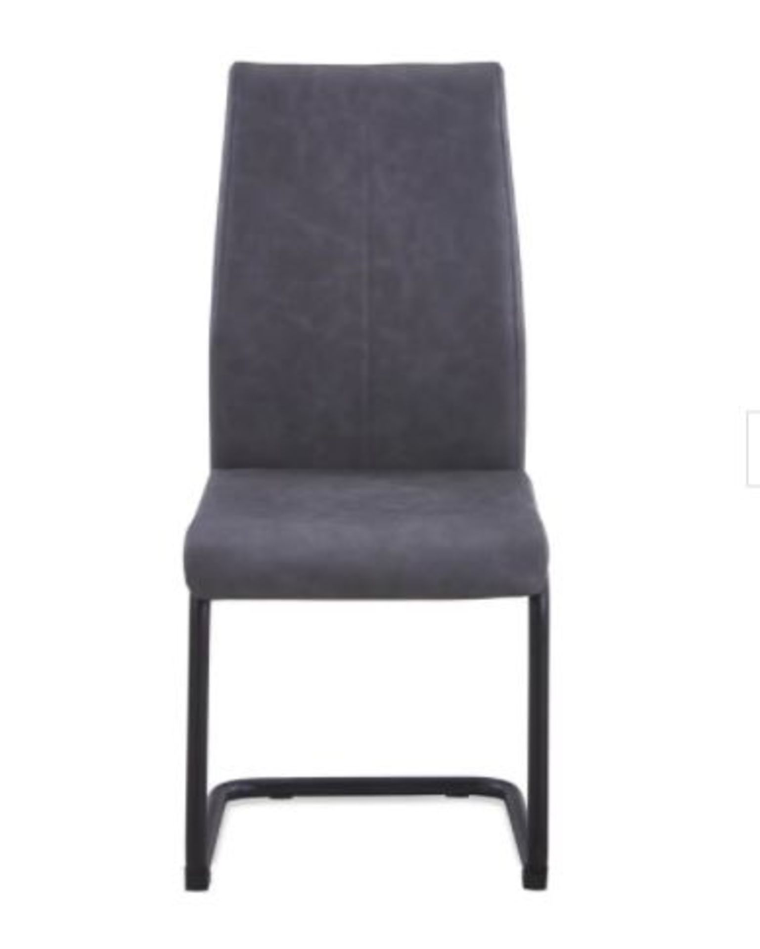 (R10H) 2x Skelby Cantilever Dining Chairs Grey RRP £90. Metal Frame With Black Powder Coat Finish. - Image 3 of 4