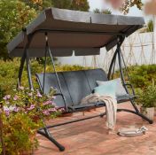 (R16) 1x 3 Seater Swing RRP £250. Powder Coated Steel Frame. (H165x W221.5x D130cm)