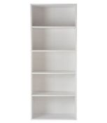 (R7F) 1x 5 Tier Bookcase White (H148 x W60 x D30cm).