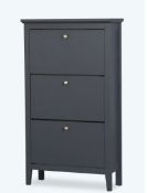 (R3K) 1x Hamilton Shoe Cabinet Charcoal. Metal Handles. (H122.5x W70x D26cm)