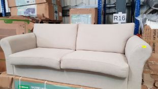 (R16) 1x 3 Seater Sofa Fawn. (H85x D70x 180cm Approx.)