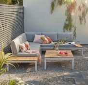 (R16) 1x Spirit Garden Corner Sofa Set Grey RRP £1100. Aluminium Frame That Will Not Rust And Can