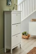 (R7M) 1x Hamilton Shoe Cabinet White. Metal Handles. (H122.5x W70x D26cm)