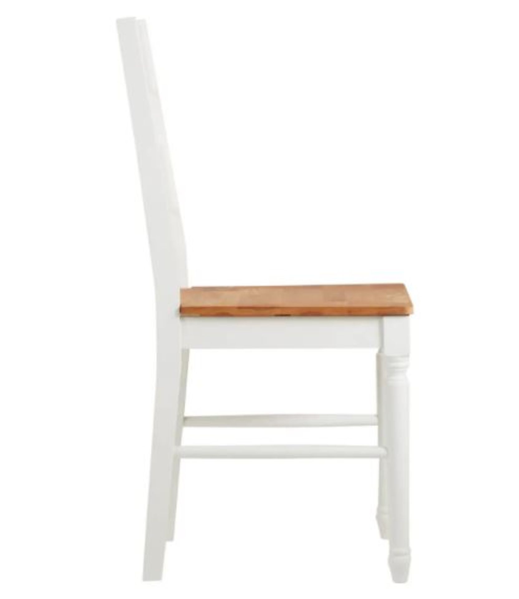 (R7G) 2x Laura Ladder Back Dining Chairs RRP £125. Solid Oak Seat. White Painted Pine Wood Legs. - Image 5 of 8