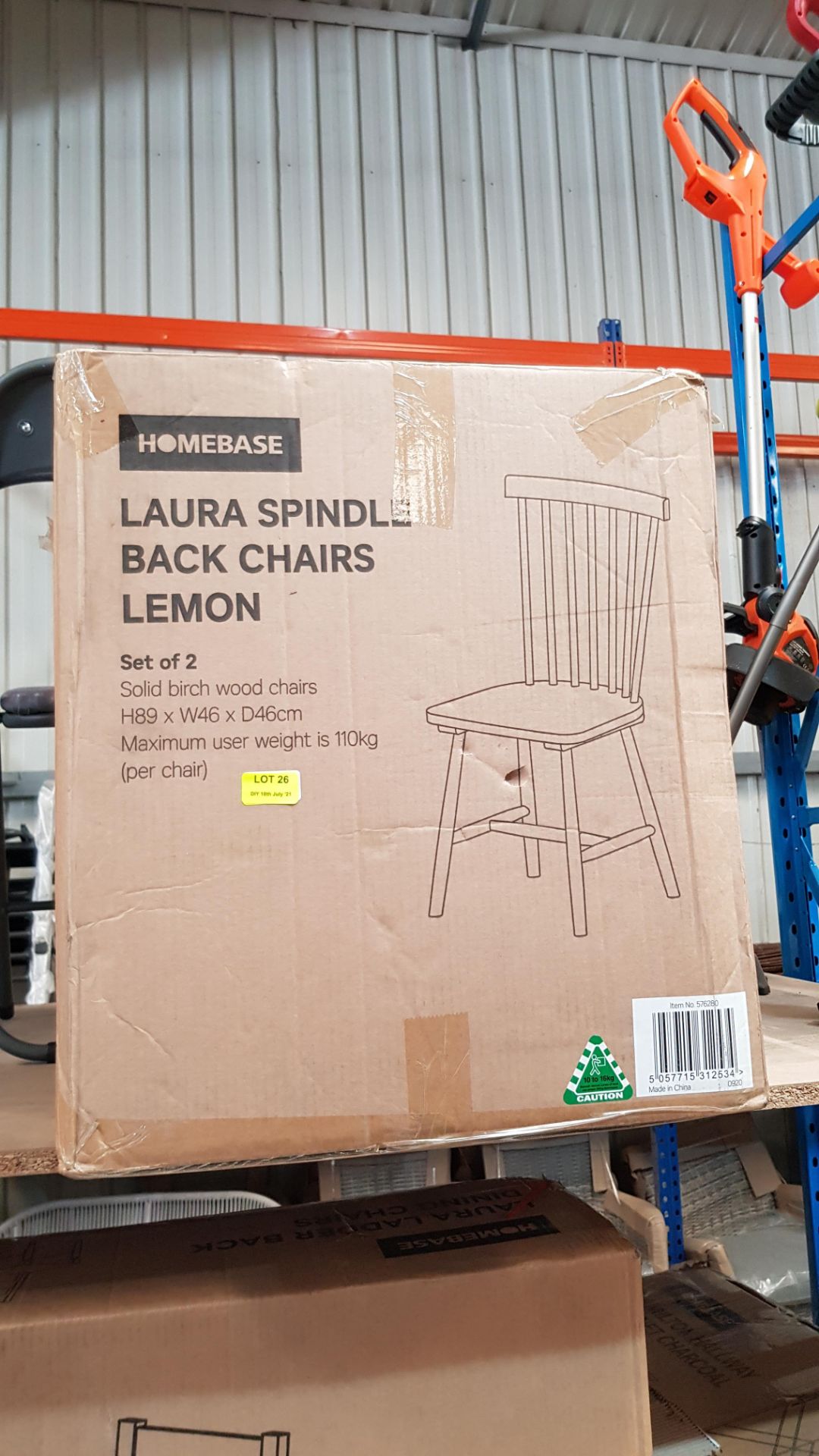 (R7G) 2x Laura Spindle Back Chairs Lemon RRP £100. Solid Birch Wood Chairs. (H89x W46x D46cm) - Image 6 of 6