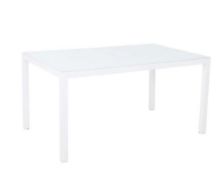 (R5A) 1x Malindi Table. Powder Coated Aluminium Frame. Toughened Glass Table Top. (H74x W150x D93cm