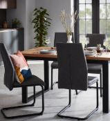 (R10H) 2x Skelby Cantilever Dining Chairs Grey RRP £90. Metal Frame With Black Powder Coat Finish.