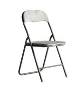 (R7J) 2x Grey Velvet Folding Chair