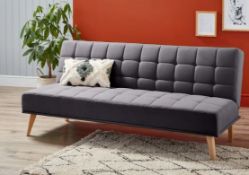 (R7K) 1x Click Clak Kelly Sofa Bed Grey RRP £200. Wooden Frame With Solid Birchwood Legs. (H81x W1