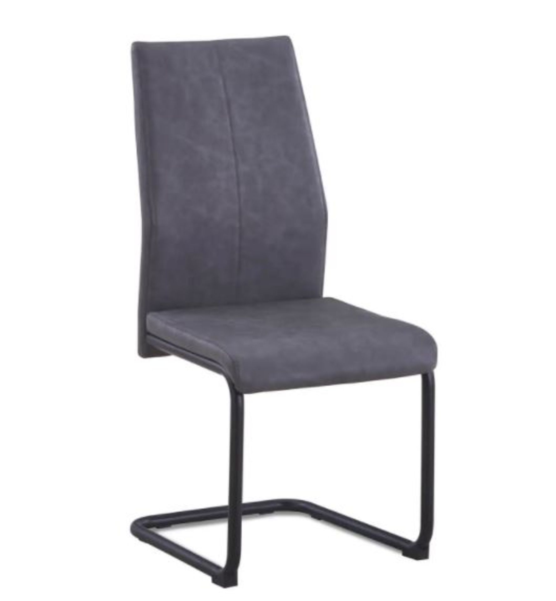(R10H) 2x Skelby Cantilever Dining Chairs Grey RRP £90. Metal Frame With Black Powder Coat Finish. - Image 2 of 4