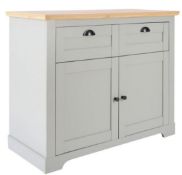 (R5C) 1x Diva Sideboard. Grey Finish With Oak Effect Top. Two Drawers And Two Compartments. (H83x W