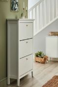 (R3I) 1x Hamilton Shoe Cabinet White. Metal Handles. (H122.5x W70x D26cm)