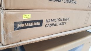 (R10A) 1x Hamilton Shoe Cabinet Navy RRP £80. (H122 x W70 x D26cm).