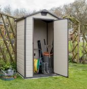 (R12) 1x Keter Manor 4x3 Maintenance Free Shed RRP £265. (L94 x W128 x H196 cm)