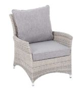 (R16) 3x Florence Garden Rattan Chairs With 3x Cushions (2x Legs Bent)