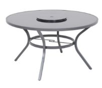 (R16) 1x Misali Round Glass Table With Integrated Lazy Susan. (H74 x Dia.135cm)