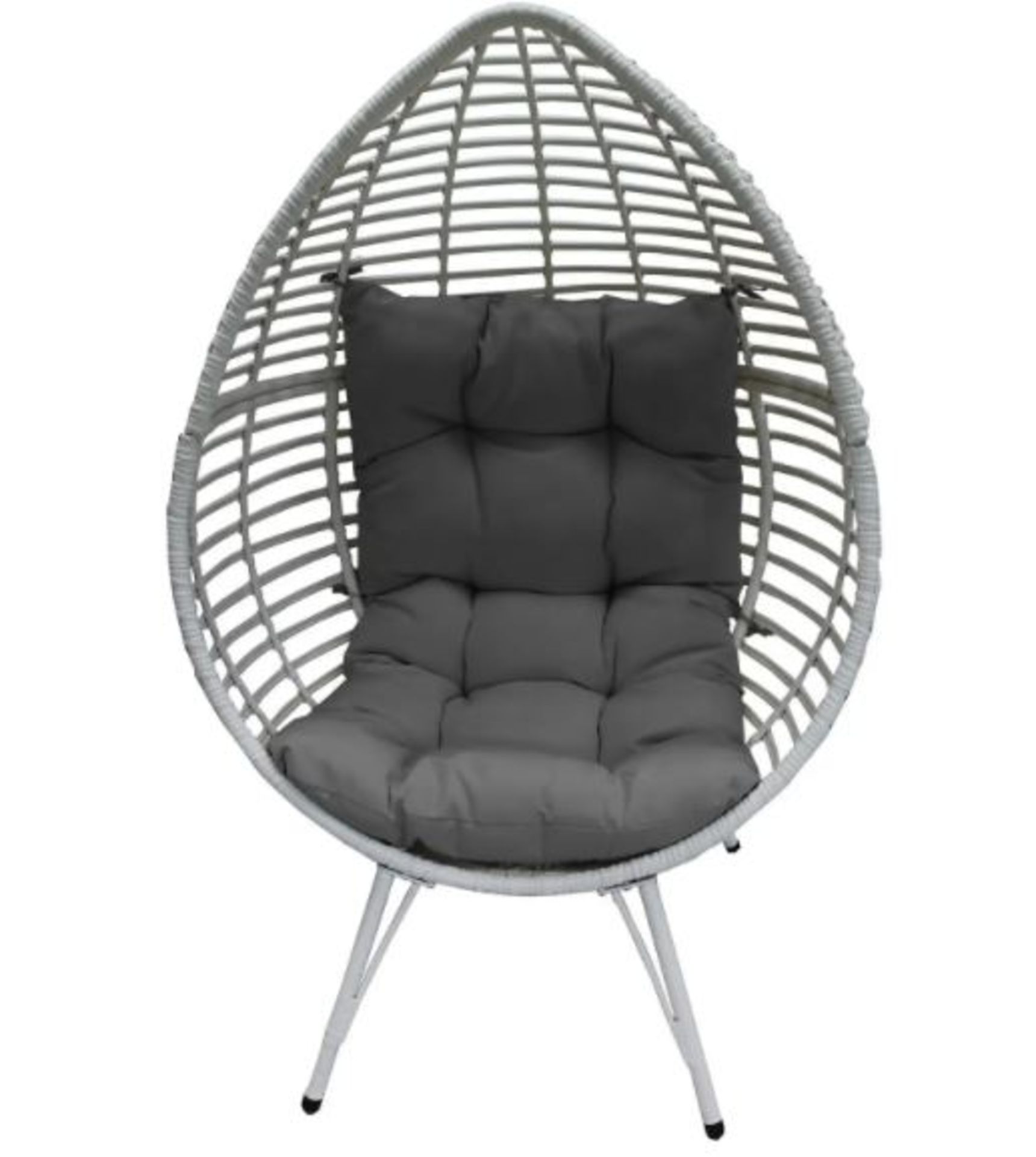 (R16) 1x Rattan Pod Egg Chair White RRP £350. (H156 x W101 x D89 cm ) No Fixings With This Unit. - Image 2 of 5