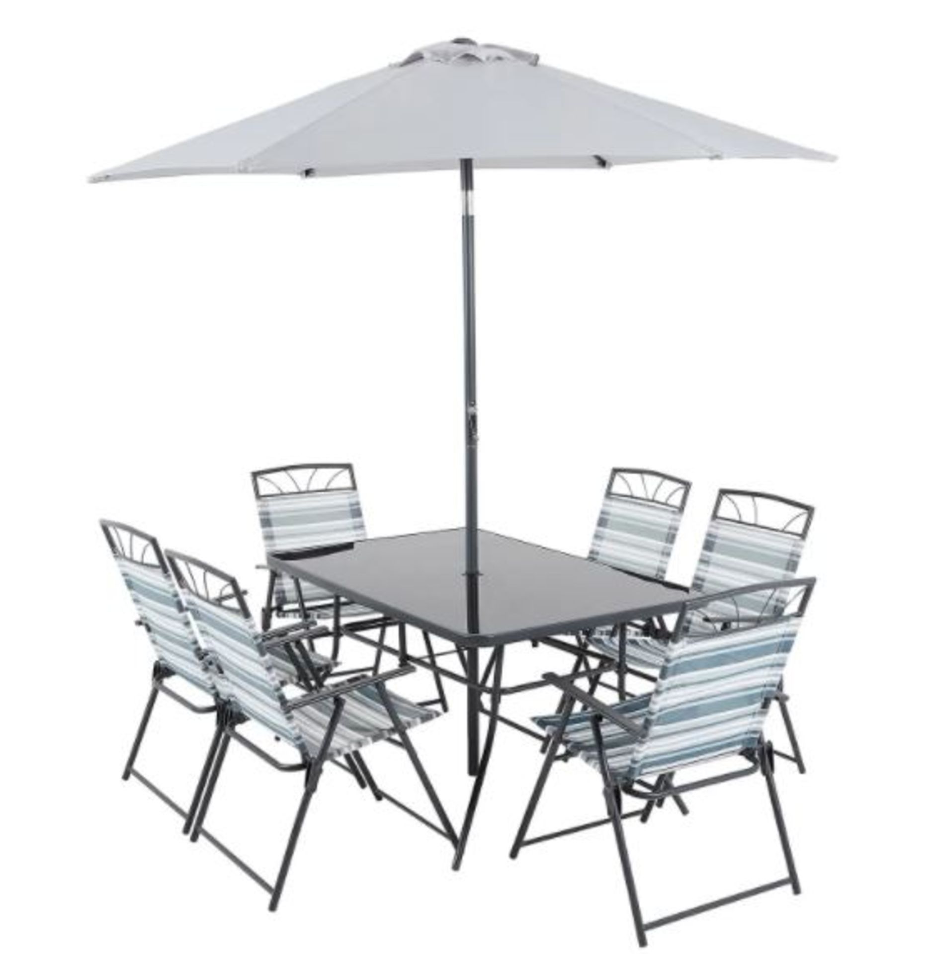 (R16) 1x Wexfordly 6 Seater Folding Dining Set RRP £200. Foldable Chairs For Easy Storage. Tempere