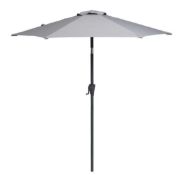 (R16) 3x Items. 1x 15kg Round Parasol Base. 1x 2.1M Crank And Tilt Parasol Light Grey. 1x 2.7M Cra