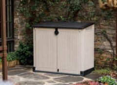 (R10G) 1x Keter Store It Out Midi Outdoor Storage Unit Beige / Brown RRP £110. (H113.5cm x W71.5