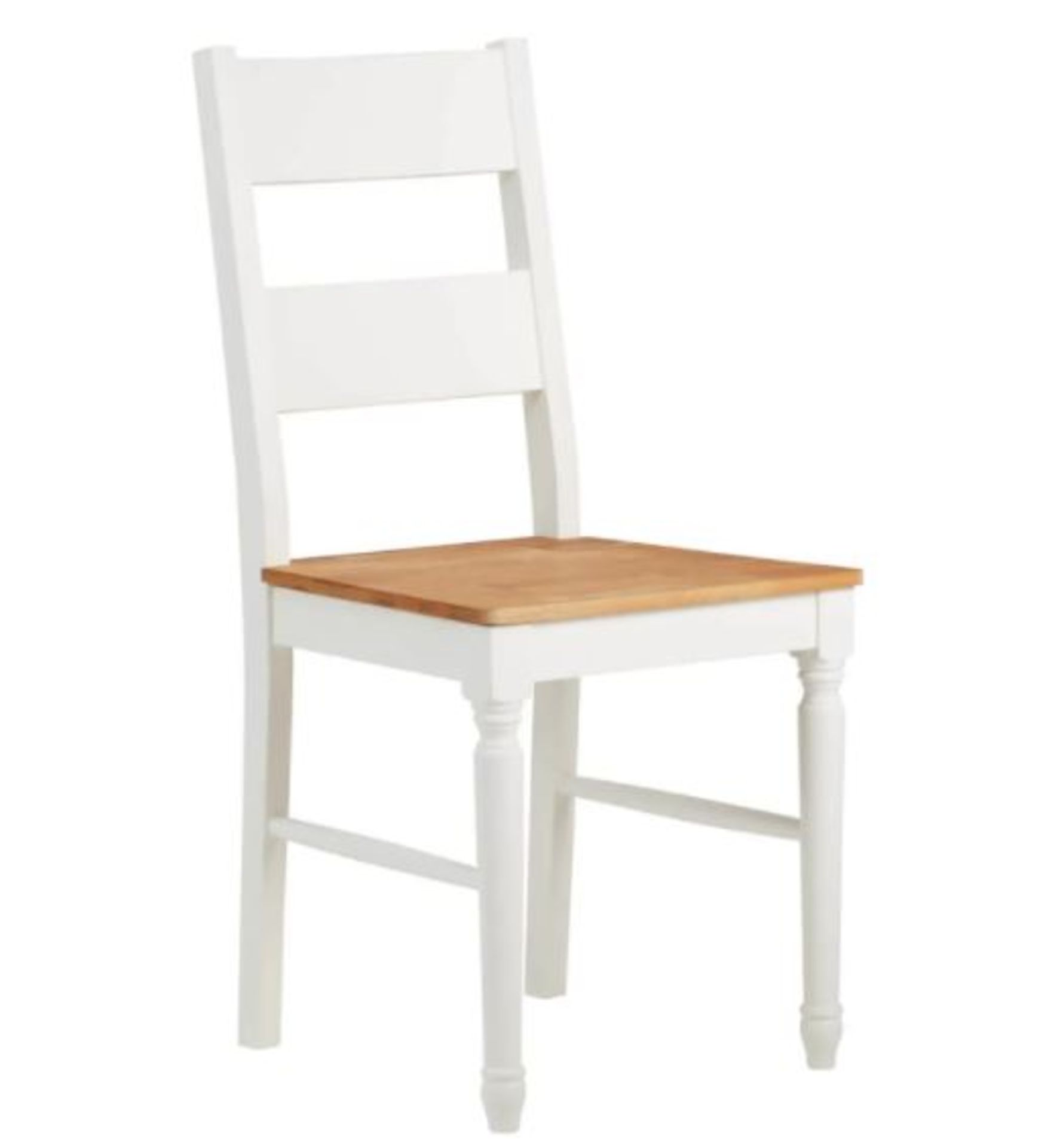 (R7G) 2x Laura Ladder Back Dining Chairs RRP £125. Solid Oak Seat. White Painted Pine Wood Legs. - Image 2 of 8