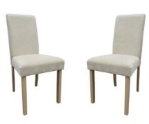 (R10B) 2x Diva Dining Chairs Ivory RRP £125. Fabric Cover. Solid Rubberwood Legs. (H96x W44.5x D5