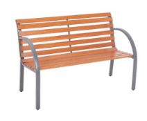 (R5F) 1x Alfresca Park Bench. Powder Coated Steel Frame. FSC Certified Eucalyptus Wood. (H815x W122