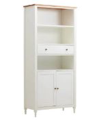 (R16) 1x Laura Display Cabinet RRP £250. Oak Top, Pine Legs. (H185 x W85 x D40cm)