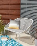 (R3I) 1x Acapulco 2 Seater Garden Bench Grey RRP £100. (Unit Has 1x Loose Rattan String – See Photo