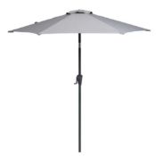 (R6M) 4 Items. 3x Mixed Parasols To Inc 2.1M Crank And Tilt Parasol Light Grey. 1x 15Kg Round Paras