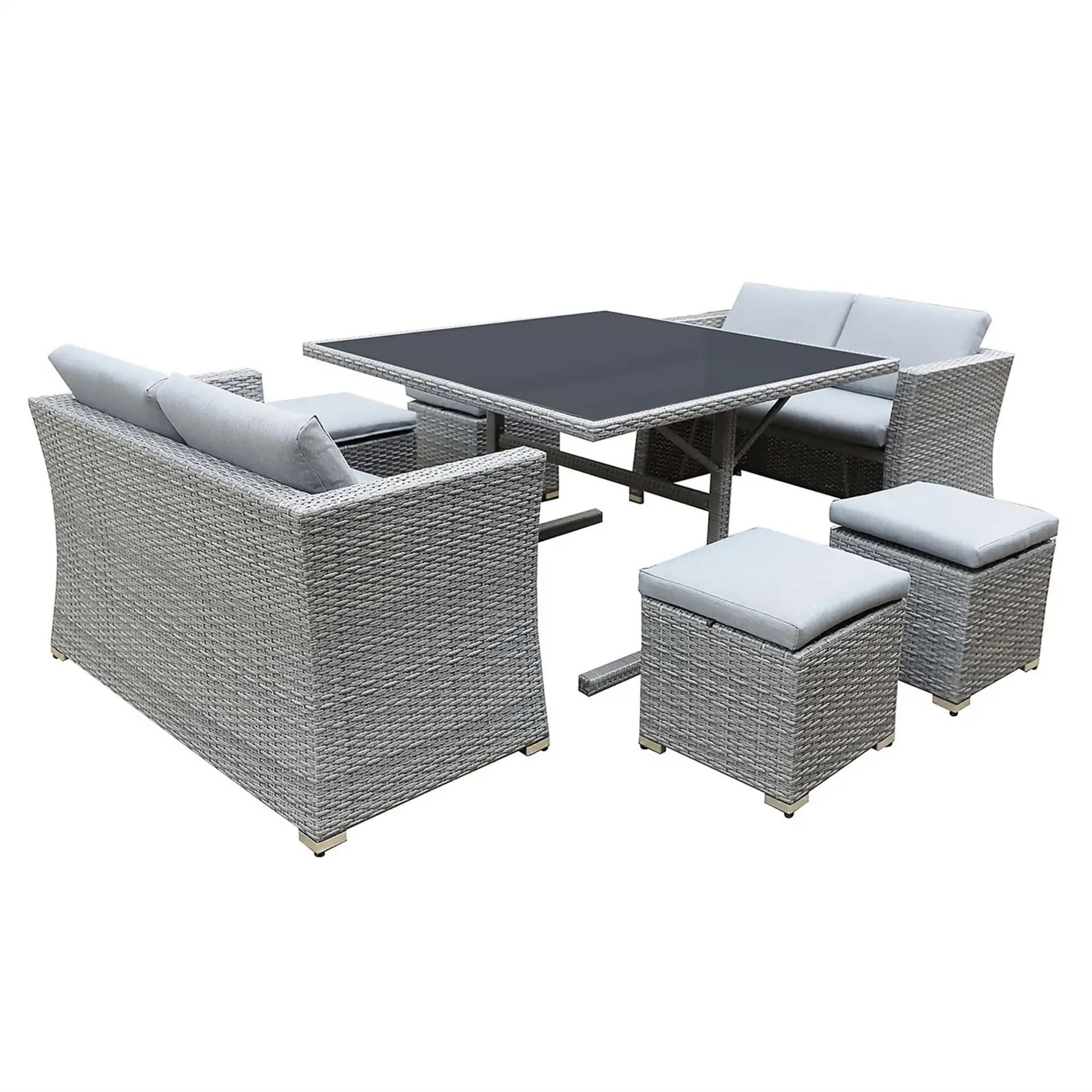 1x Bambrick Cube. 8 Seater Grey Rattan Cube Garden Furniture Set. RRP £800 - Image 2 of 8