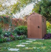 (R16) 1x Keter Darwin 4x6 Outdoor Plastic Garden Shed Brown RRP £340. Dimensions (H)205 x (W)125.