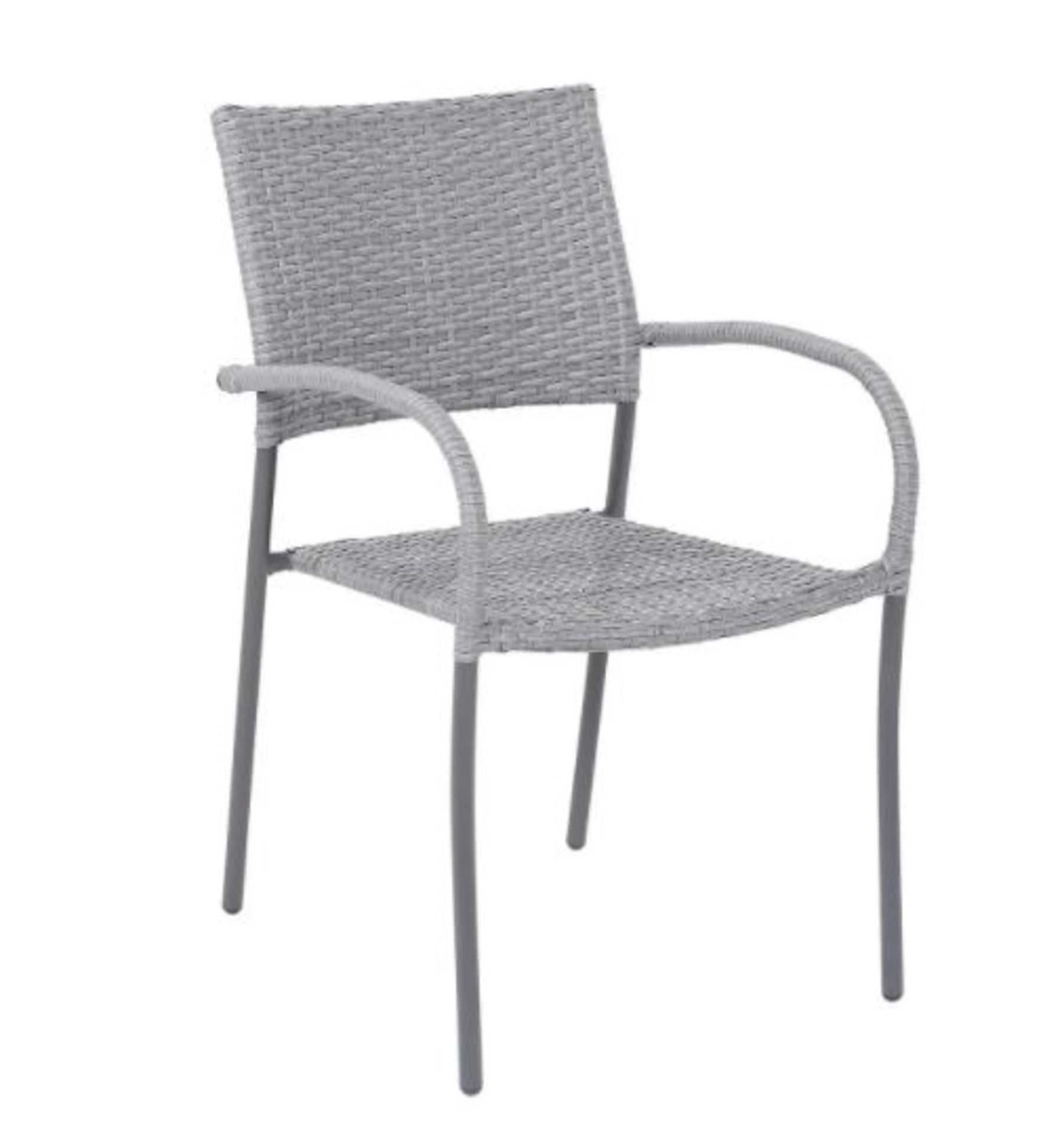 (R10B) 7x Bambrick Grey Rattan Stacking Chairs