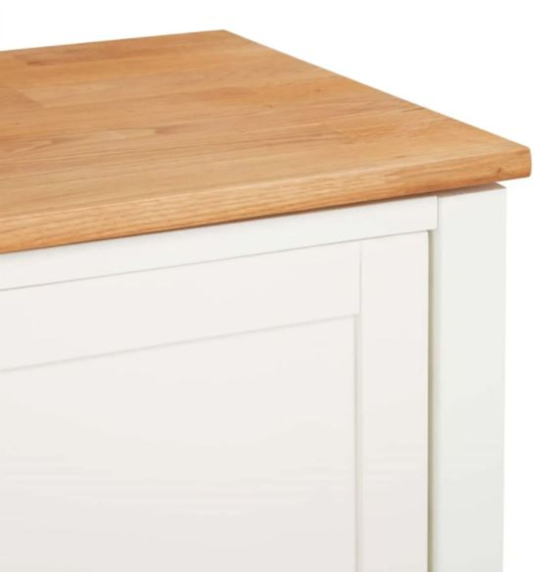 (R10F) 1x Laura Sideboard RRP £250. Pine Wood And MDF Cabinet Body White With Oak Top And Handles, - Image 6 of 7