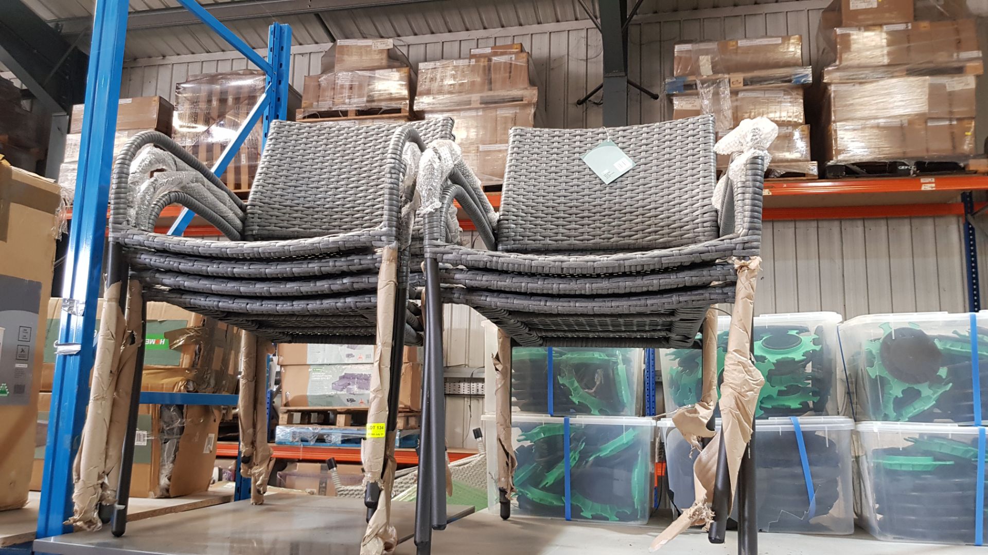 (R10B) 7x Bambrick Grey Rattan Stacking Chairs - Image 3 of 3